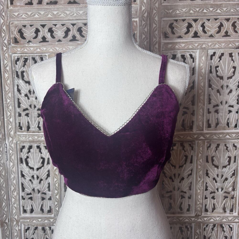 Lashkaraa Blouse Magenta V-Neck Velvet Choli Indian Party Bollywood Crop Top